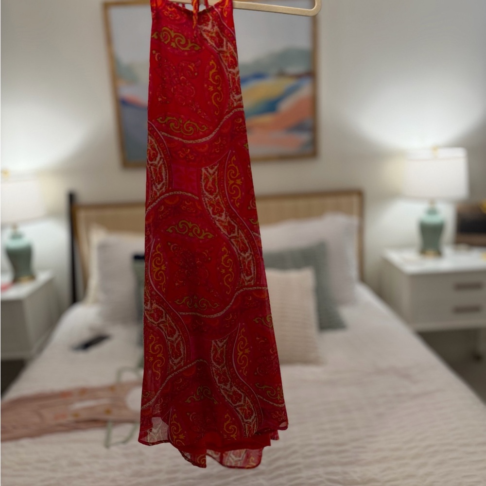 Show Me Your MuMu Red Paisley Mini Halter Dress